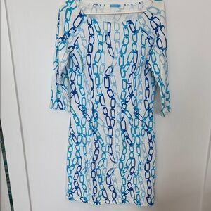 J. McLaughlin Blue and white dress- fabulous material